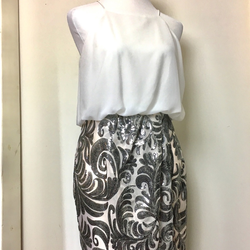 TFNC Midi Dress With Sequin Leaf Wrap US 8
